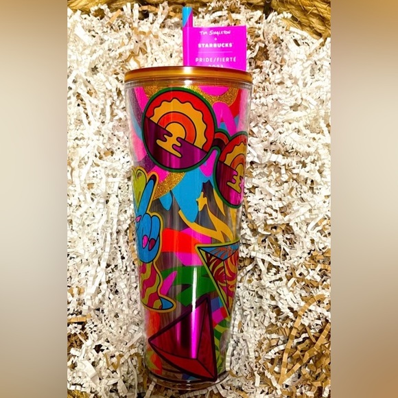 Starbucks Tim Singleton Retro Pride Cup Tumbler Iridescent 24oz Holographic 2023 - Picture 8 of 10